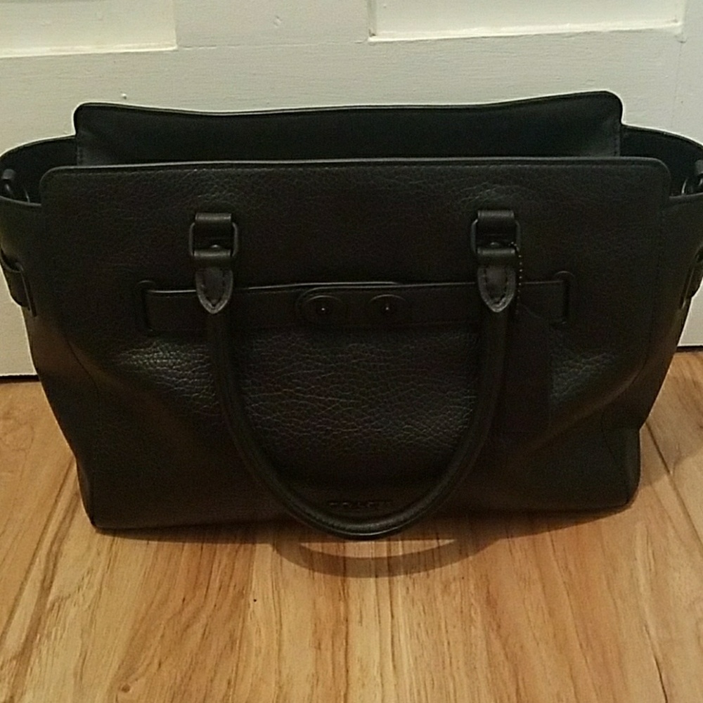 Matte Black Pebble Coach Swagger purse